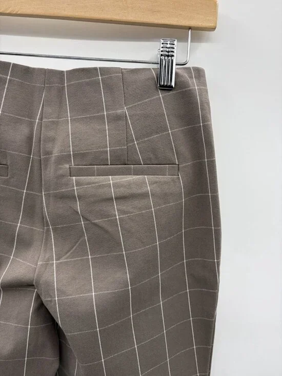 A New Day Womens Size 4 Windowpane Plaid Side Zip Slim Ankle Pants in Brown - Picture 5 of 7